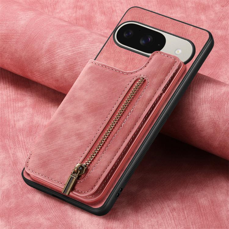 For Google Pixel 10 / 10 Pro Retro Leather Zipper Wallet Back Phone Case