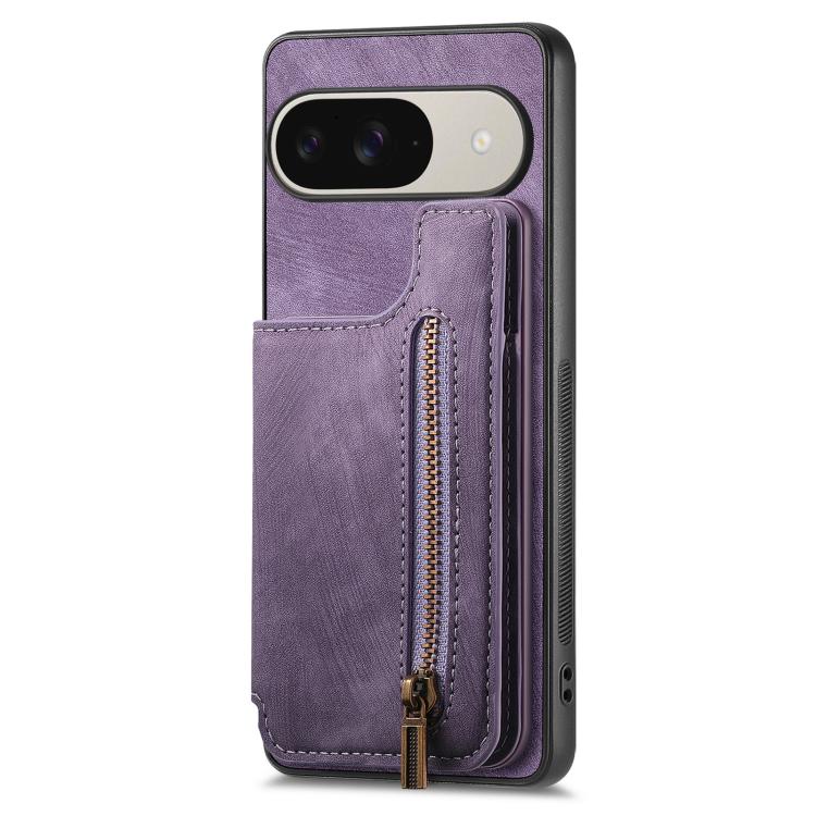 For Google Pixel 10 / 10 Pro Retro Leather Zipper Wallet Back Phone Case