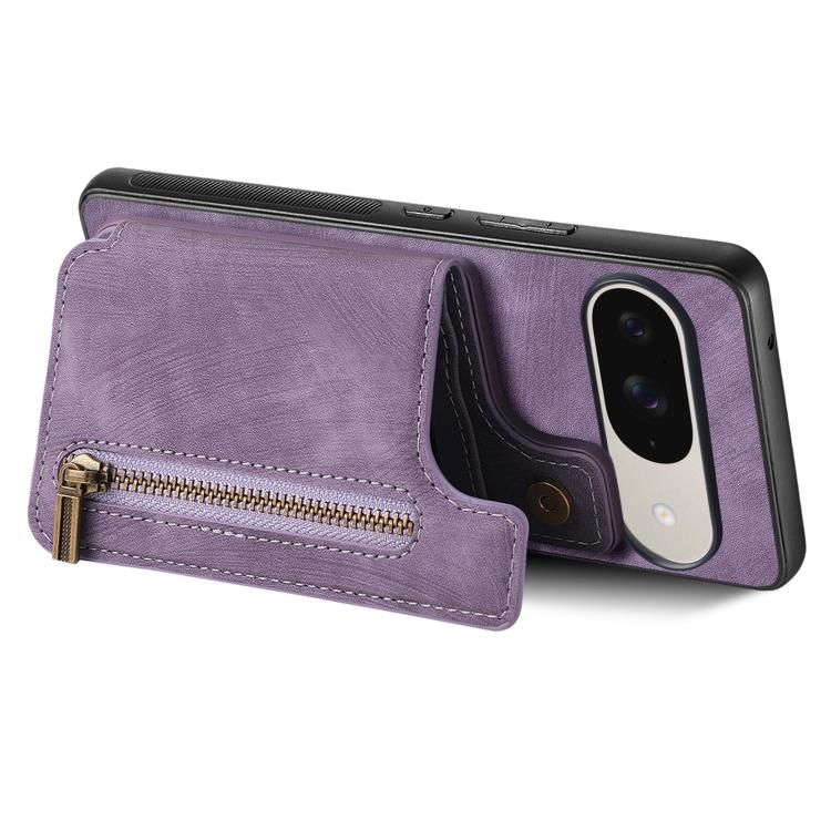 For Google Pixel 10 / 10 Pro Retro Leather Zipper Wallet Back Phone Case