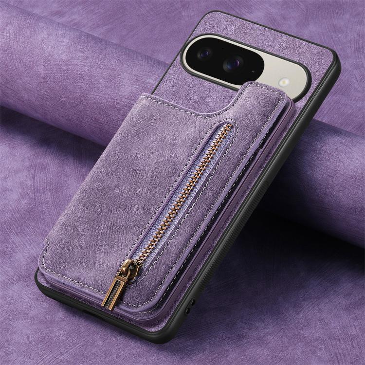 For Google Pixel 10 / 10 Pro Retro Leather Zipper Wallet Back Phone Case