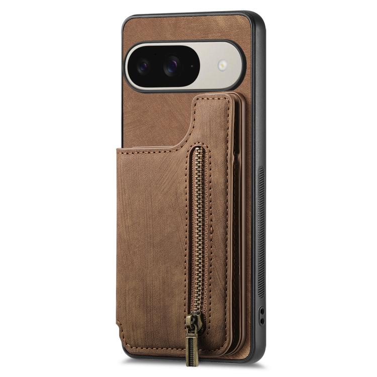For Google Pixel 10 / 10 Pro Retro Leather Zipper Wallet Back Phone Case