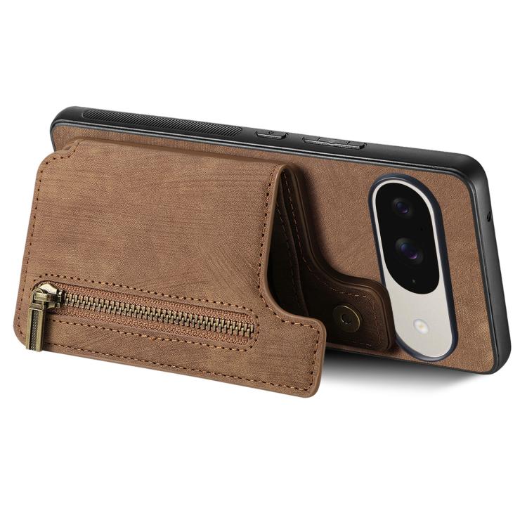 For Google Pixel 10 / 10 Pro Retro Leather Zipper Wallet Back Phone Case