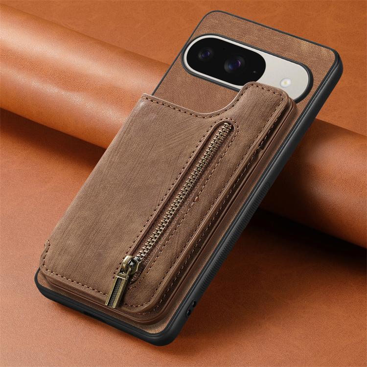 For Google Pixel 10 / 10 Pro Retro Leather Zipper Wallet Back Phone Case