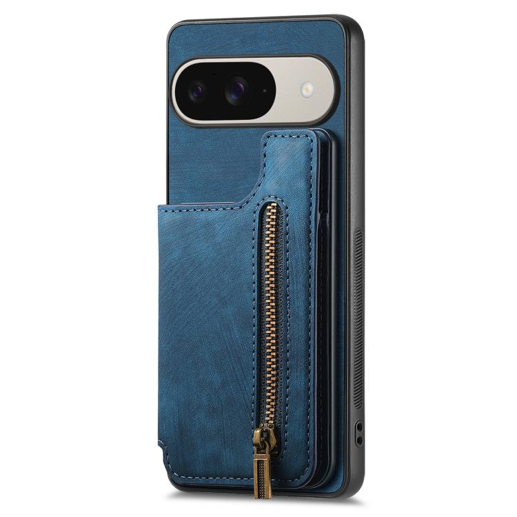 For Google Pixel 10 / 10 Pro Retro Leather Zipper Wallet Back Phone Case