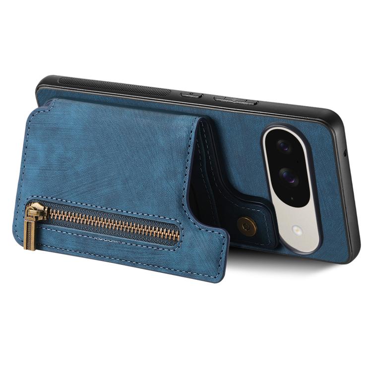 For Google Pixel 10 / 10 Pro Retro Leather Zipper Wallet Back Phone Case