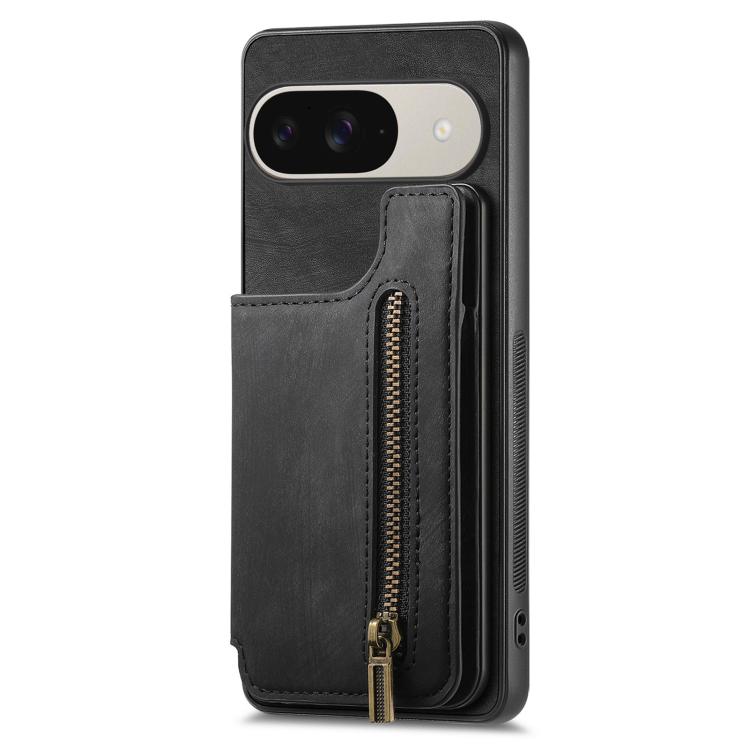 For Google Pixel 10 / 10 Pro Retro Leather Zipper Wallet Back Phone Case