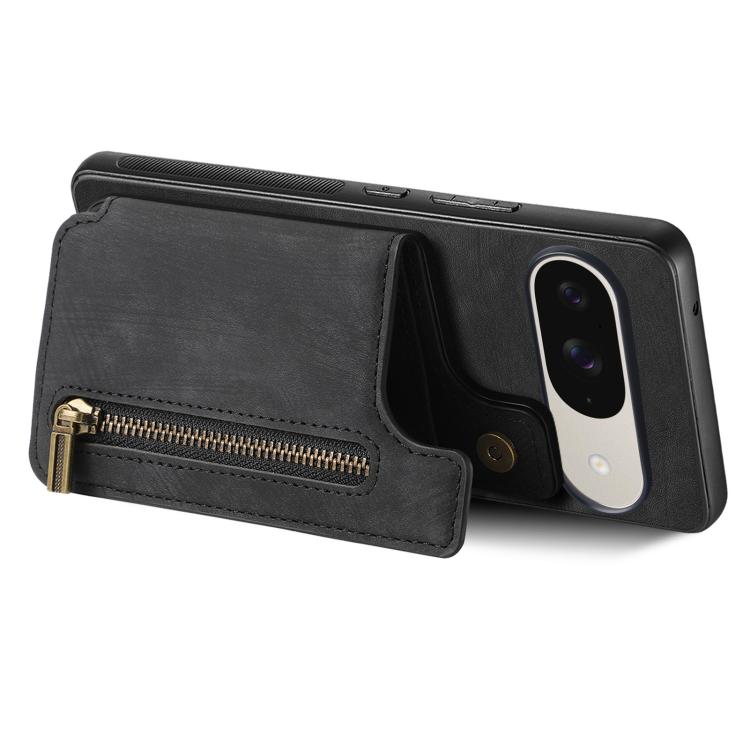 For Google Pixel 10 / 10 Pro Retro Leather Zipper Wallet Back Phone Case