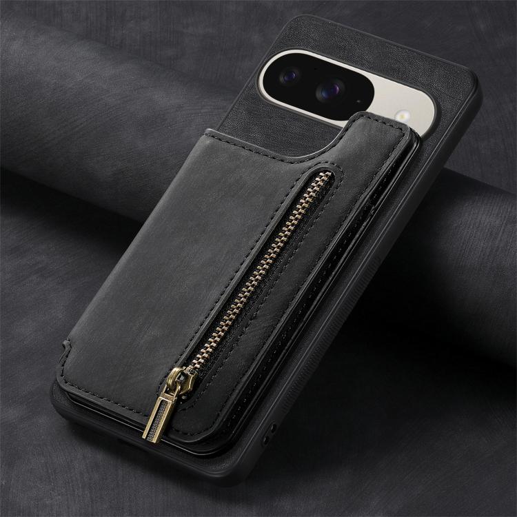 For Google Pixel 10 / 10 Pro Retro Leather Zipper Wallet Back Phone Case