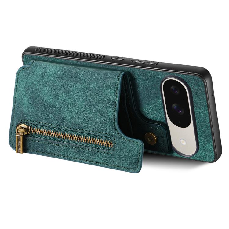 For Google Pixel 10 / 10 Pro Retro Leather Zipper Wallet Back Phone Case