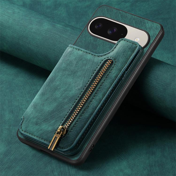 For Google Pixel 10 / 10 Pro Retro Leather Zipper Wallet Back Phone Case