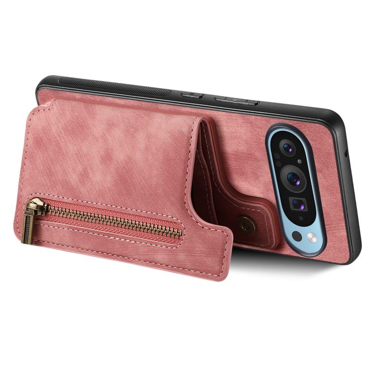 For Google Pixel 10 Pro XL Retro Leather Zipper Wallet Back Phone Case