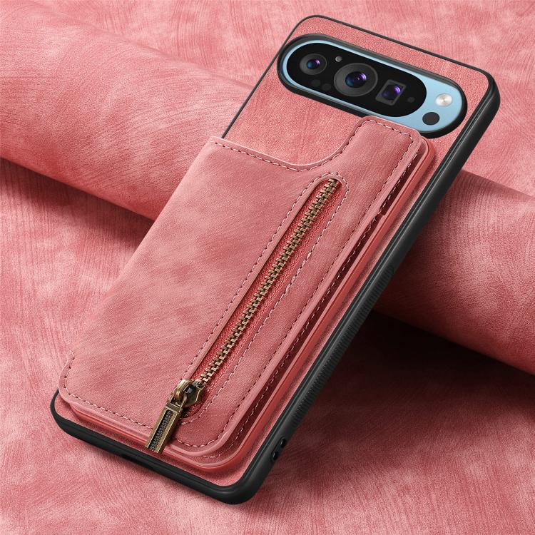 For Google Pixel 10 Pro XL Retro Leather Zipper Wallet Back Phone Case
