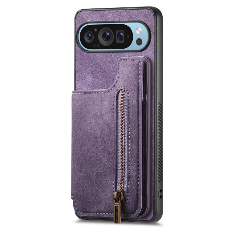 For Google Pixel 10 Pro XL Retro Leather Zipper Wallet Back Phone Case