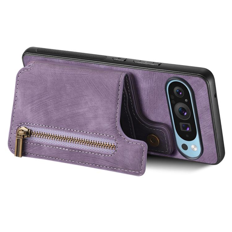 For Google Pixel 10 Pro XL Retro Leather Zipper Wallet Back Phone Case