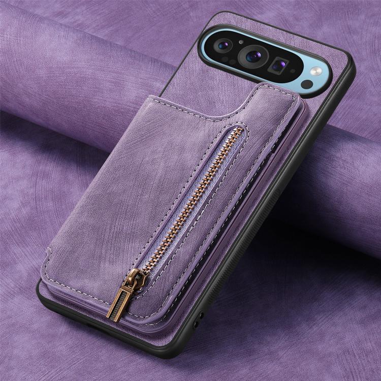 For Google Pixel 10 Pro XL Retro Leather Zipper Wallet Back Phone Case