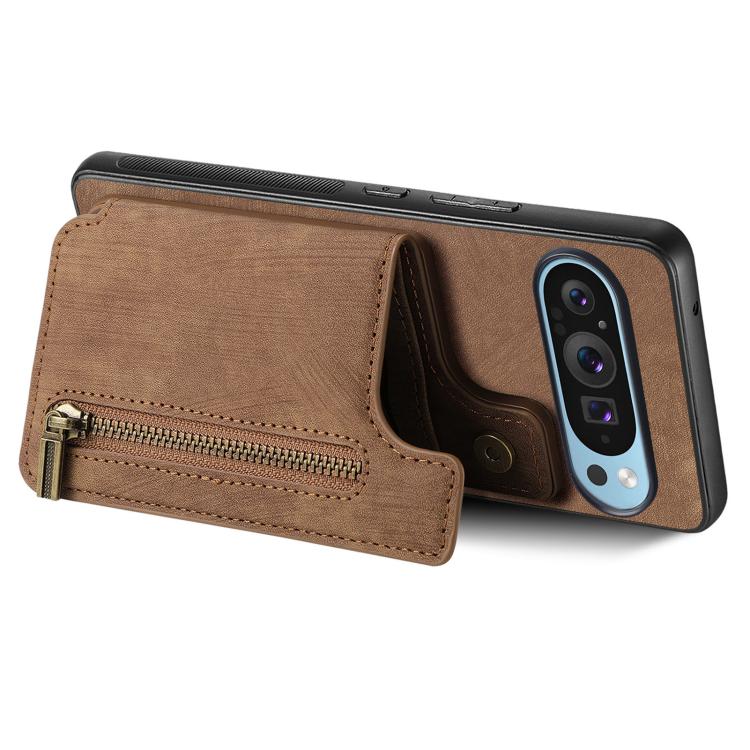 For Google Pixel 10 Pro XL Retro Leather Zipper Wallet Back Phone Case