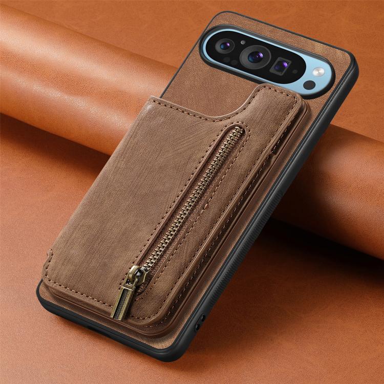 For Google Pixel 10 Pro XL Retro Leather Zipper Wallet Back Phone Case