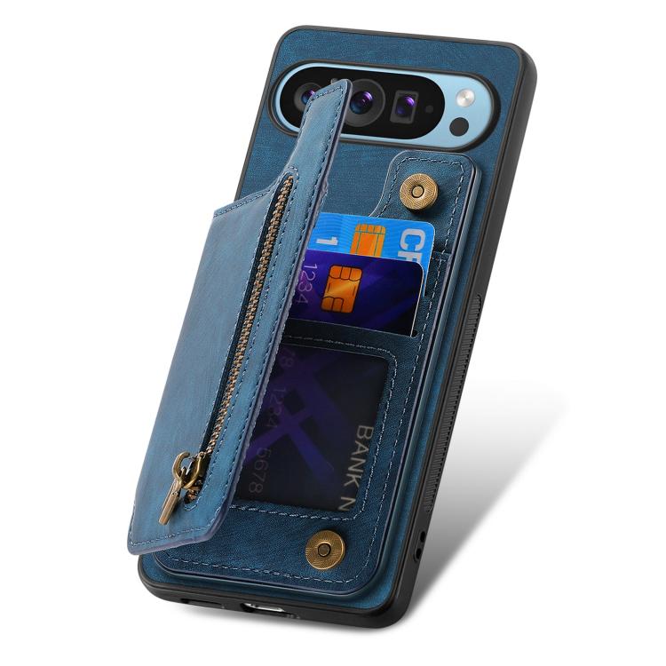 For Google Pixel 10 Pro XL Retro Leather Zipper Wallet Back Phone Case