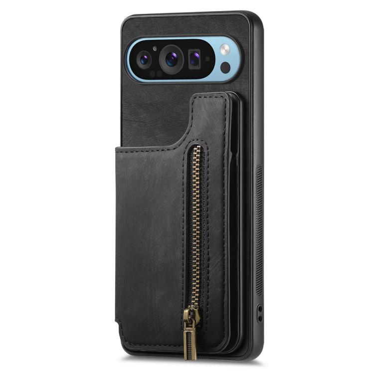 For Google Pixel 10 Pro XL Retro Leather Zipper Wallet Back Phone Case