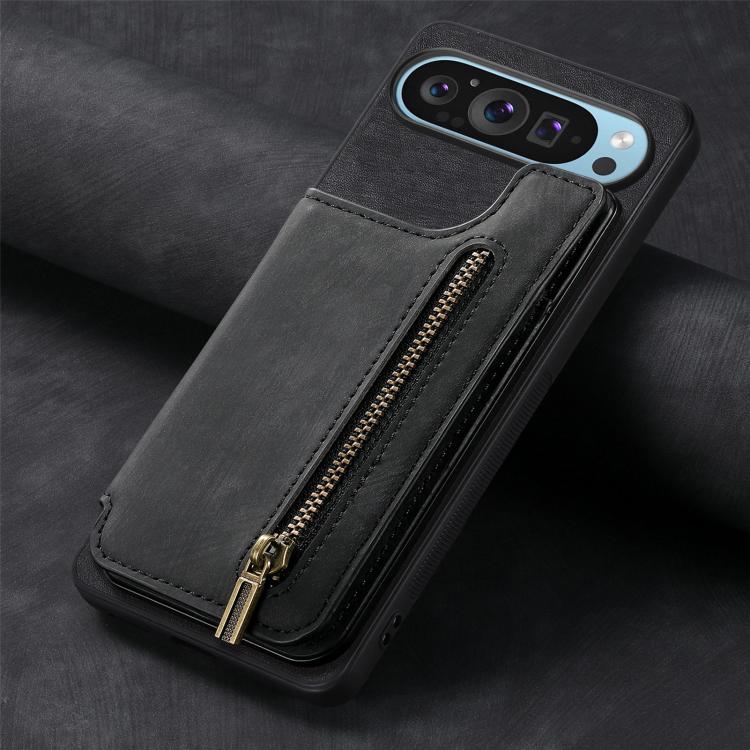 For Google Pixel 10 Pro XL Retro Leather Zipper Wallet Back Phone Case