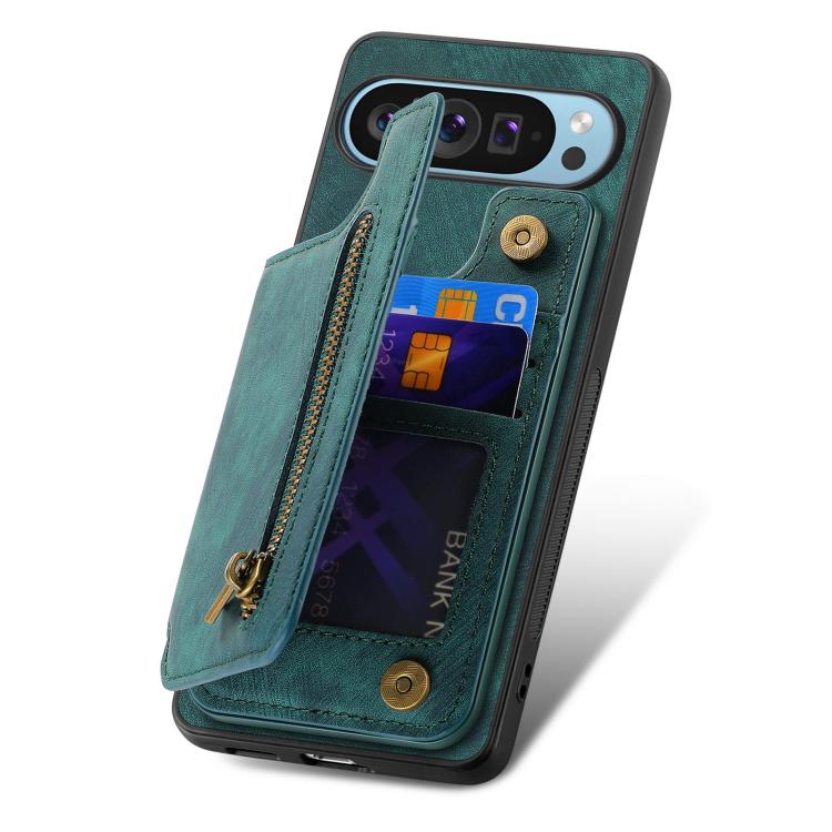For Google Pixel 10 Pro XL Retro Leather Zipper Wallet Back Phone Case