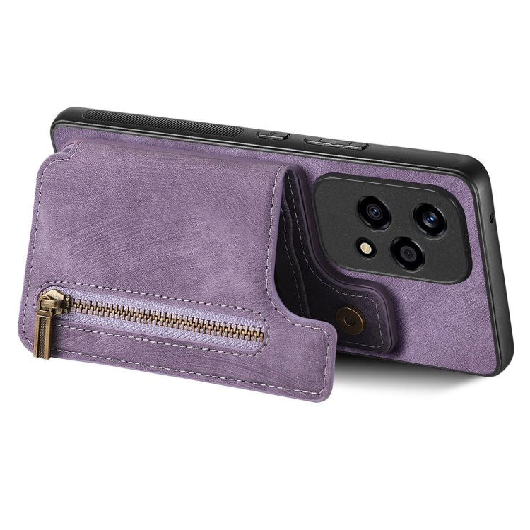 For Honor 50 Retro Leather Zipper Wallet Back Phone Case