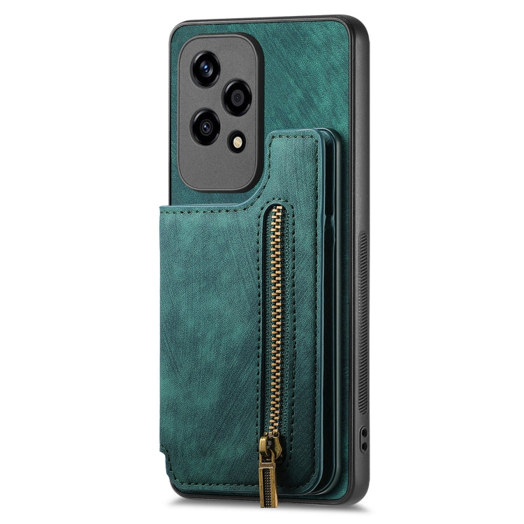 For Honor 60 Retro Leather Zipper Wallet Back Phone Case