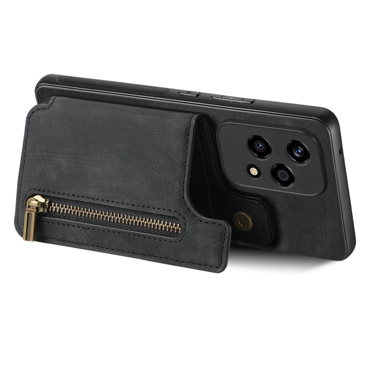 For Honor 70 Pro Retro Leather Zipper Wallet Back Phone Case
