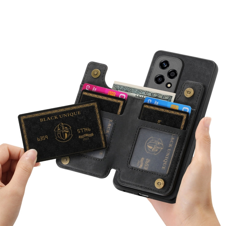 For Honor 100 Pro Retro Leather Zipper Wallet Back Phone Case