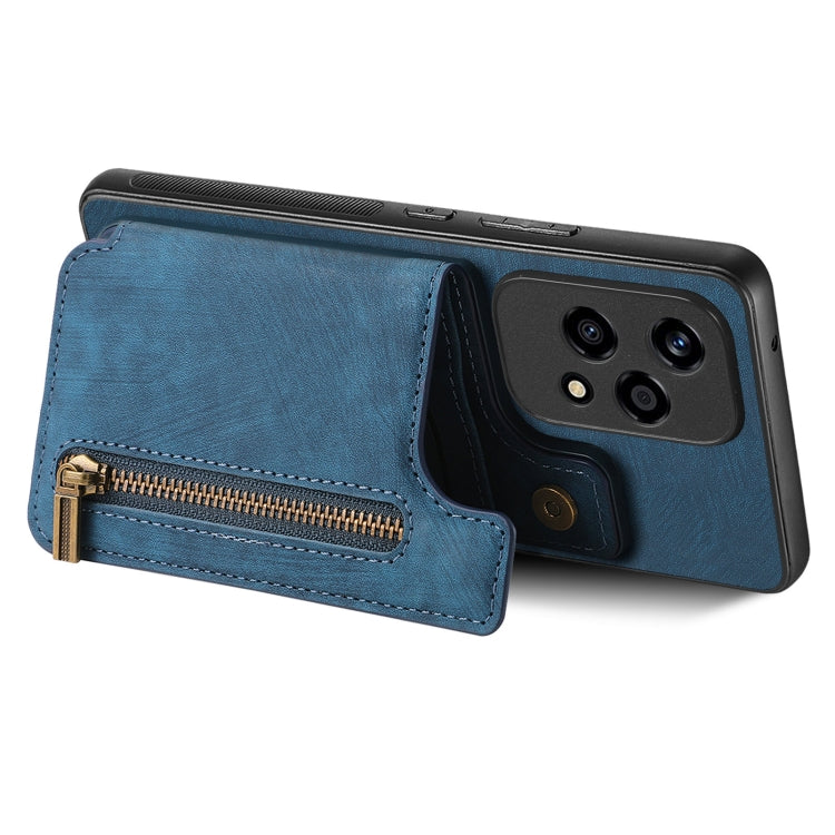 For Honor Play6C Retro Leather Zipper Wallet Back Phone Case