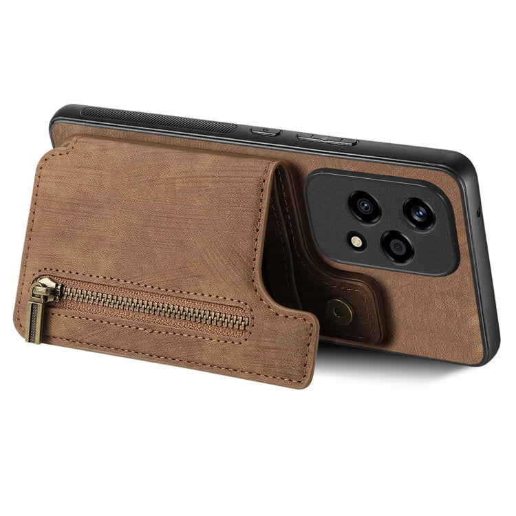 For Honor X40i Retro Leather Zipper Wallet Back Phone Case
