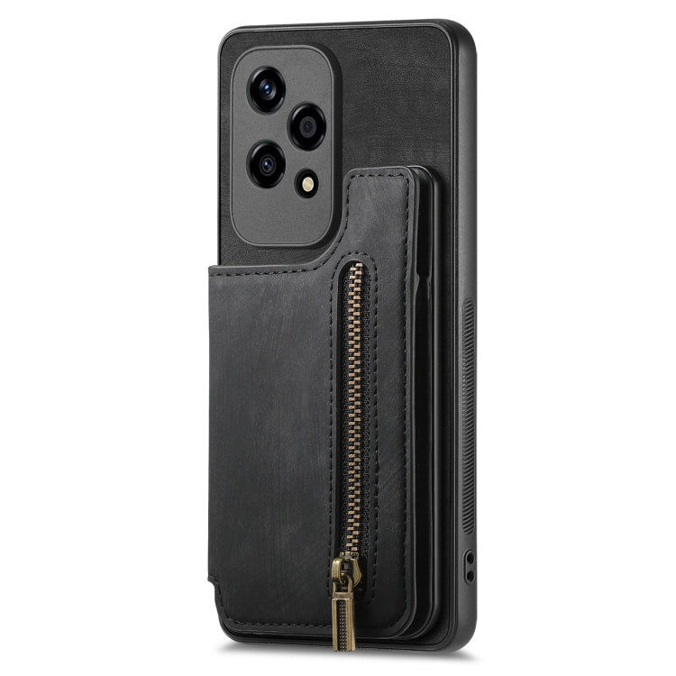 For Honor X40i Retro Leather Zipper Wallet Back Phone Case