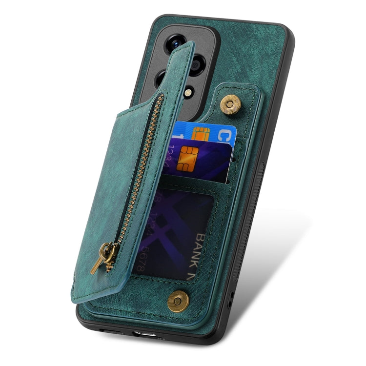 For Honor X50i / 90 Lite Retro Leather Zipper Wallet Back Phone Case