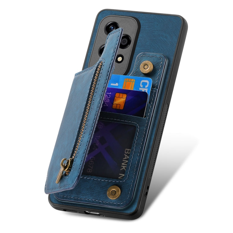 For Honor X8b Retro Leather Zipper Wallet Back Phone Case