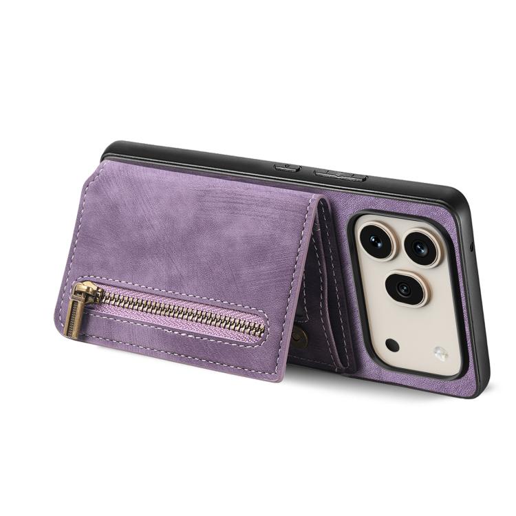 For Honor 600 Global Retro Leather Zipper Wallet Back Phone Case