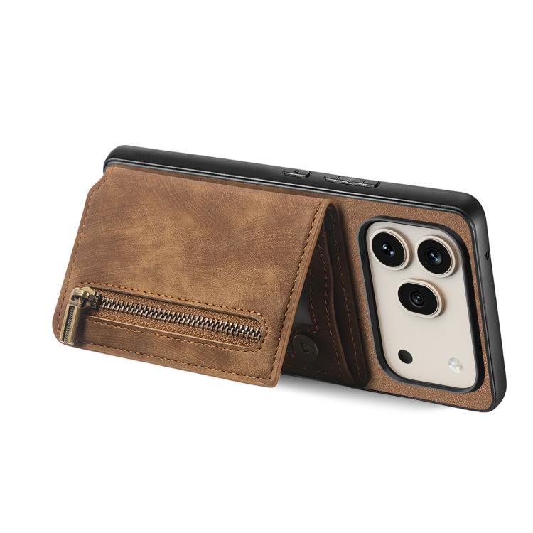 For Honor 600 Global Retro Leather Zipper Wallet Back Phone Case