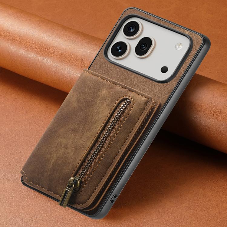 For Honor 600 Global Retro Leather Zipper Wallet Back Phone Case