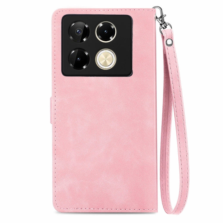 For Infinix Note 40 Pro 4G Embossed Flower Zipper Leather Phone Case