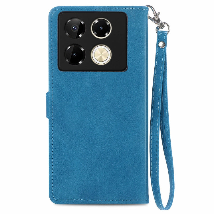 For Infinix Note 40 Pro 4G Embossed Flower Zipper Leather Phone Case