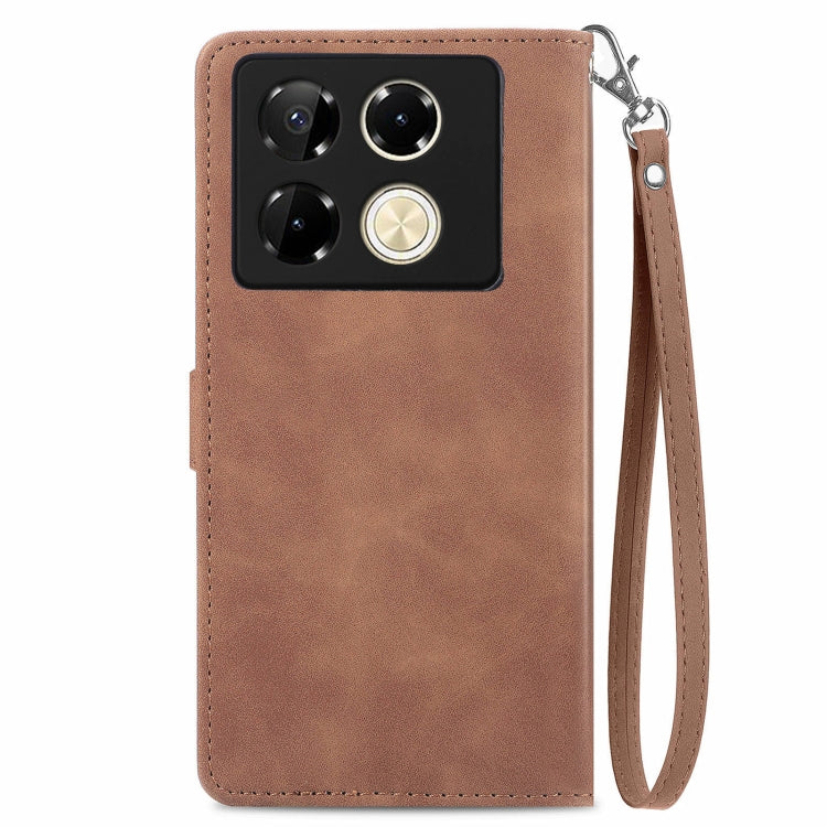 For Infinix Note 40 Pro 4G Embossed Flower Zipper Leather Phone Case