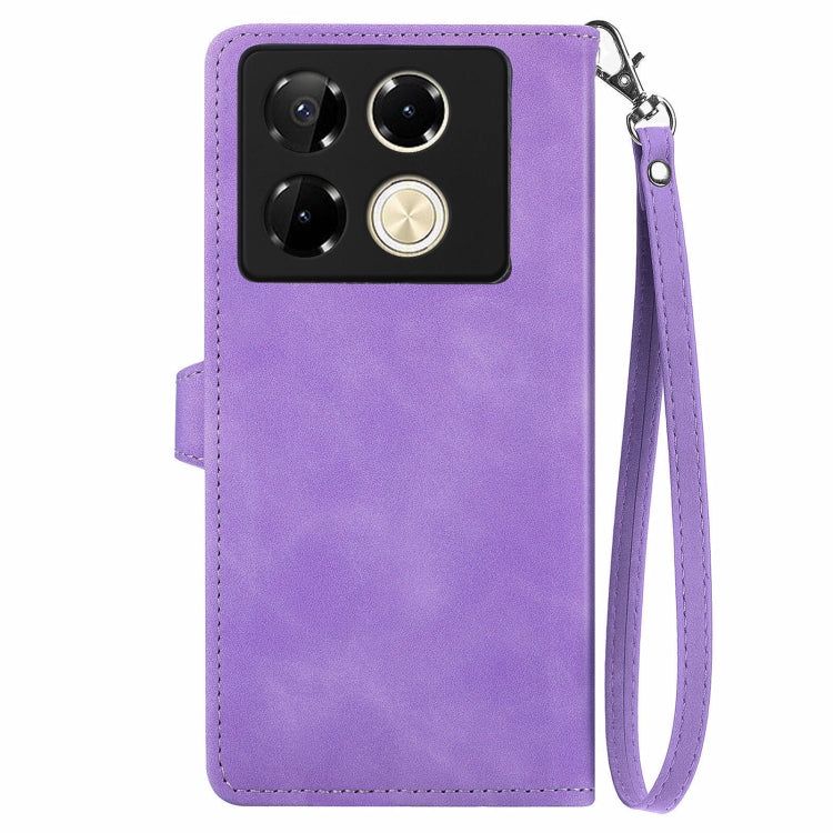 For Infinix Note 40 Pro 4G Embossed Flower Zipper Leather Phone Case