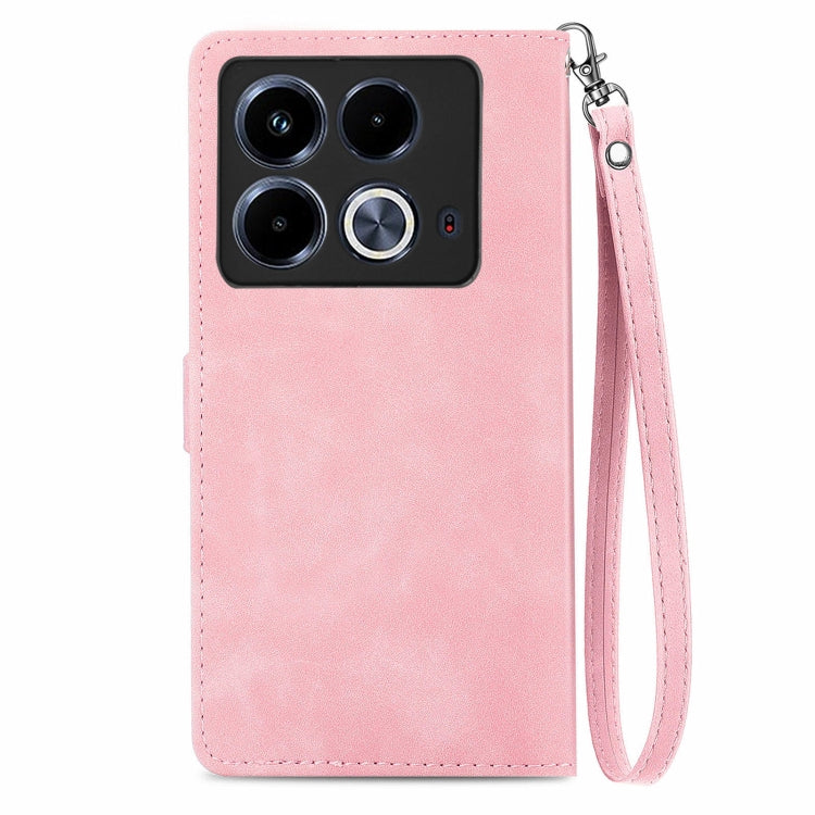 For Infinix Note 40 Embossed Flower Zipper Leather Phone Case