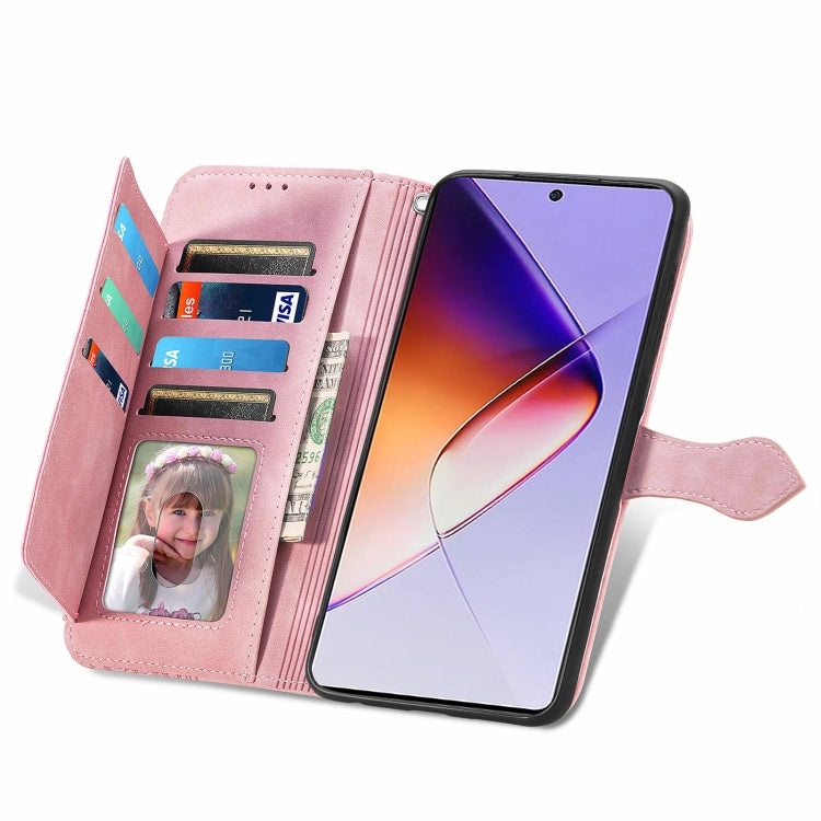 For Infinix Note 40 Embossed Flower Zipper Leather Phone Case