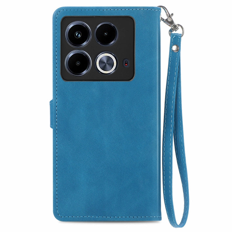 For Infinix Note 40 Embossed Flower Zipper Leather Phone Case