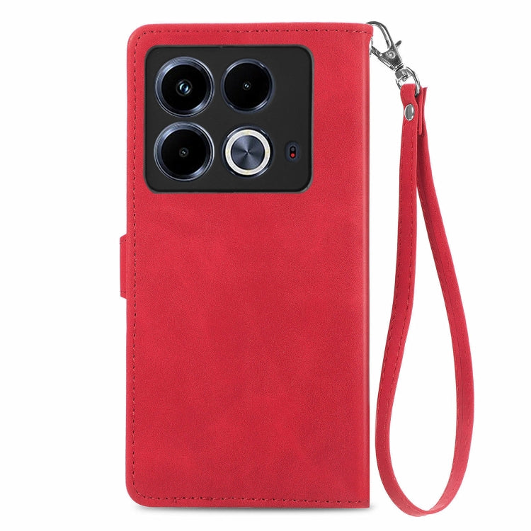 For Infinix Note 40 Embossed Flower Zipper Leather Phone Case