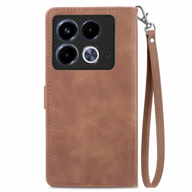 For Infinix Note 40 Embossed Flower Zipper Leather Phone Case