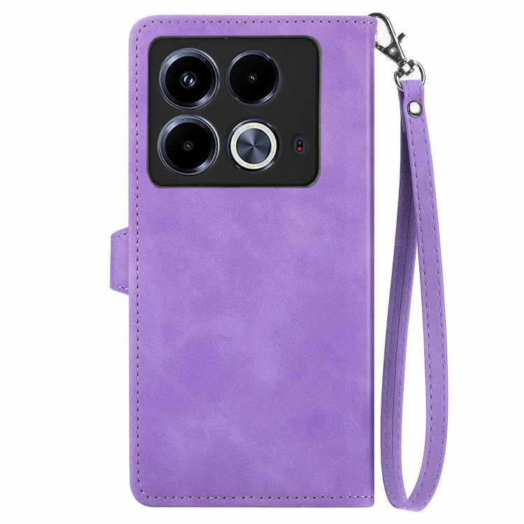 For Infinix Note 40 Embossed Flower Zipper Leather Phone Case