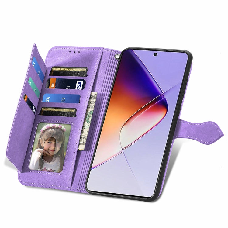 For Infinix Note 40 Embossed Flower Zipper Leather Phone Case