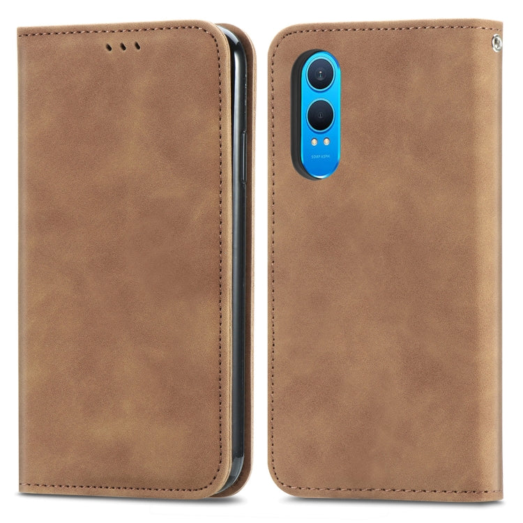 For OnePlus CE 4 Lite Retro Skin Feel Magnetic Flip Leather Phone Case