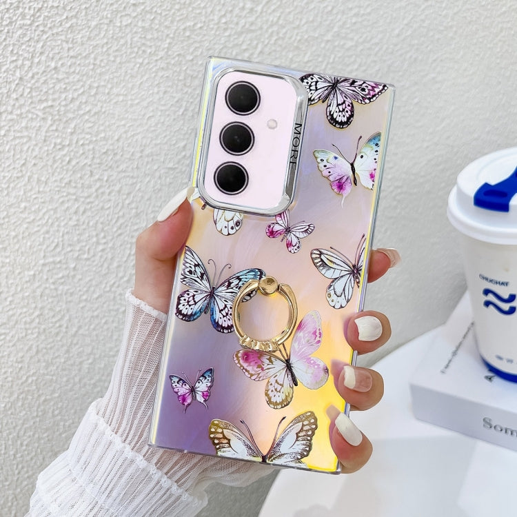 For Samsung Galaxy A35 5G Electroplating Laser Butterfly Ring Holder Phone Case